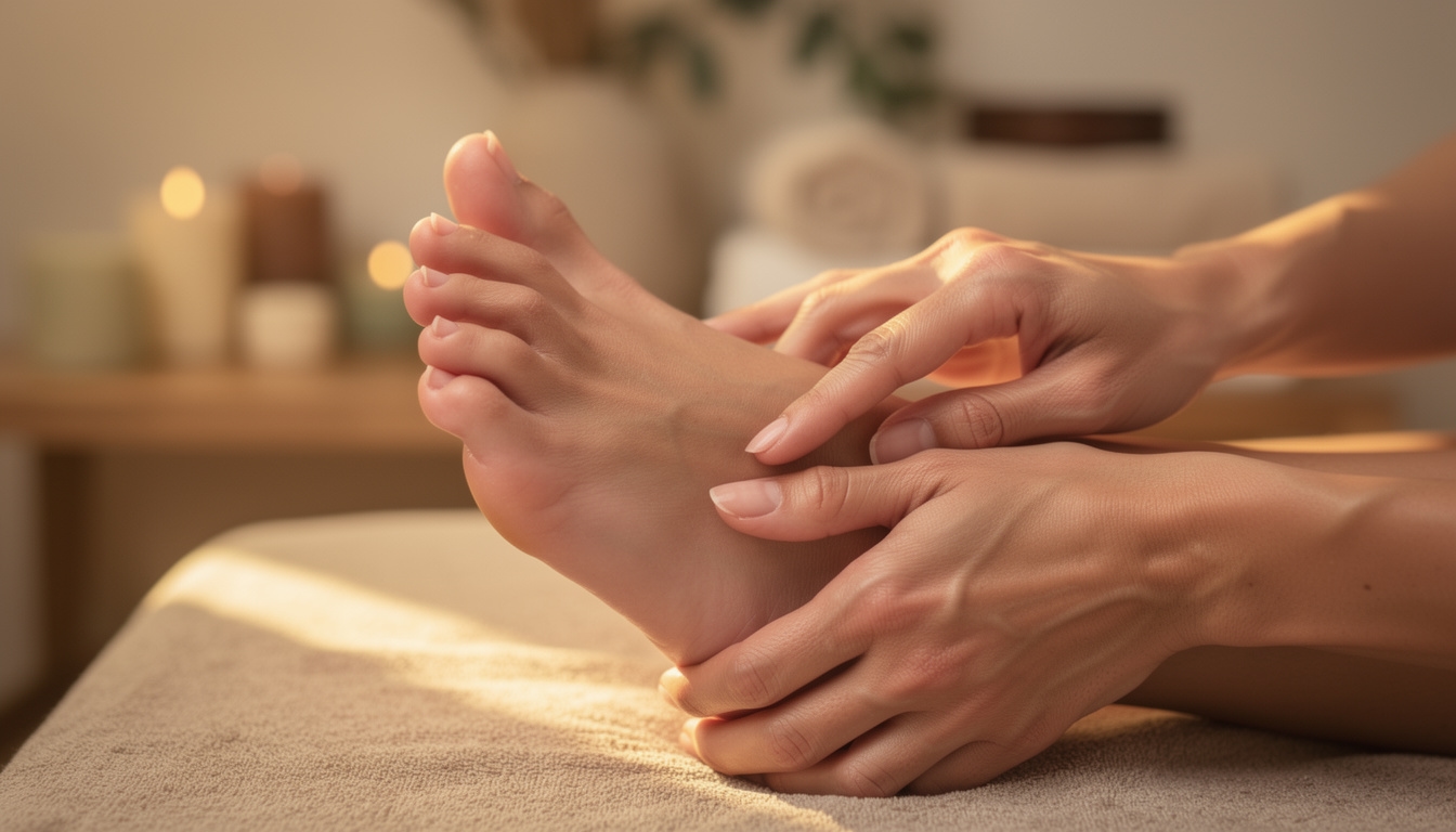 Séance de réflexologie plantaire avec travail précis sur les zones des pieds